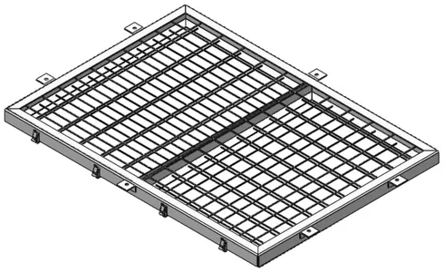 The closed filter housing, isometric view.