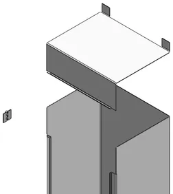 Exploded view of the junction box's bend-formed panels.